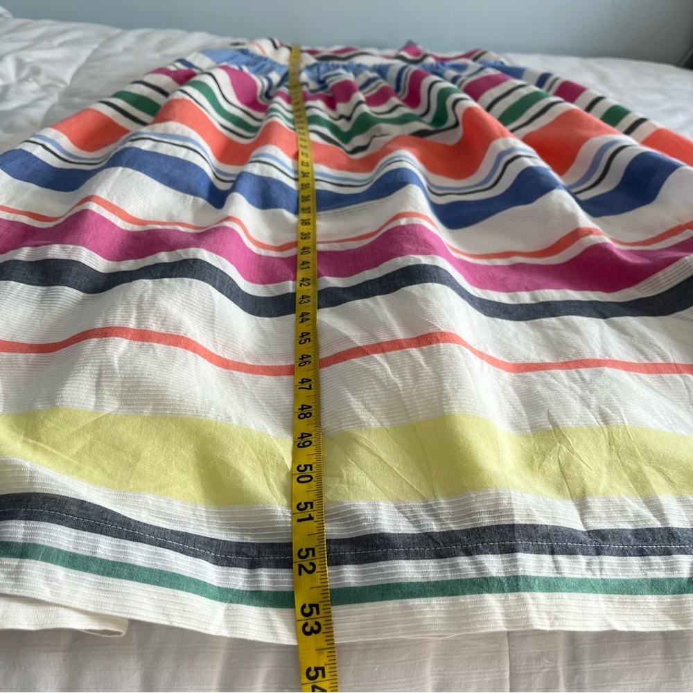 GAP White Rainbow Striped Cotton Square Neck Maxi Dress Women's Large Vacation - Picture 13 of 13